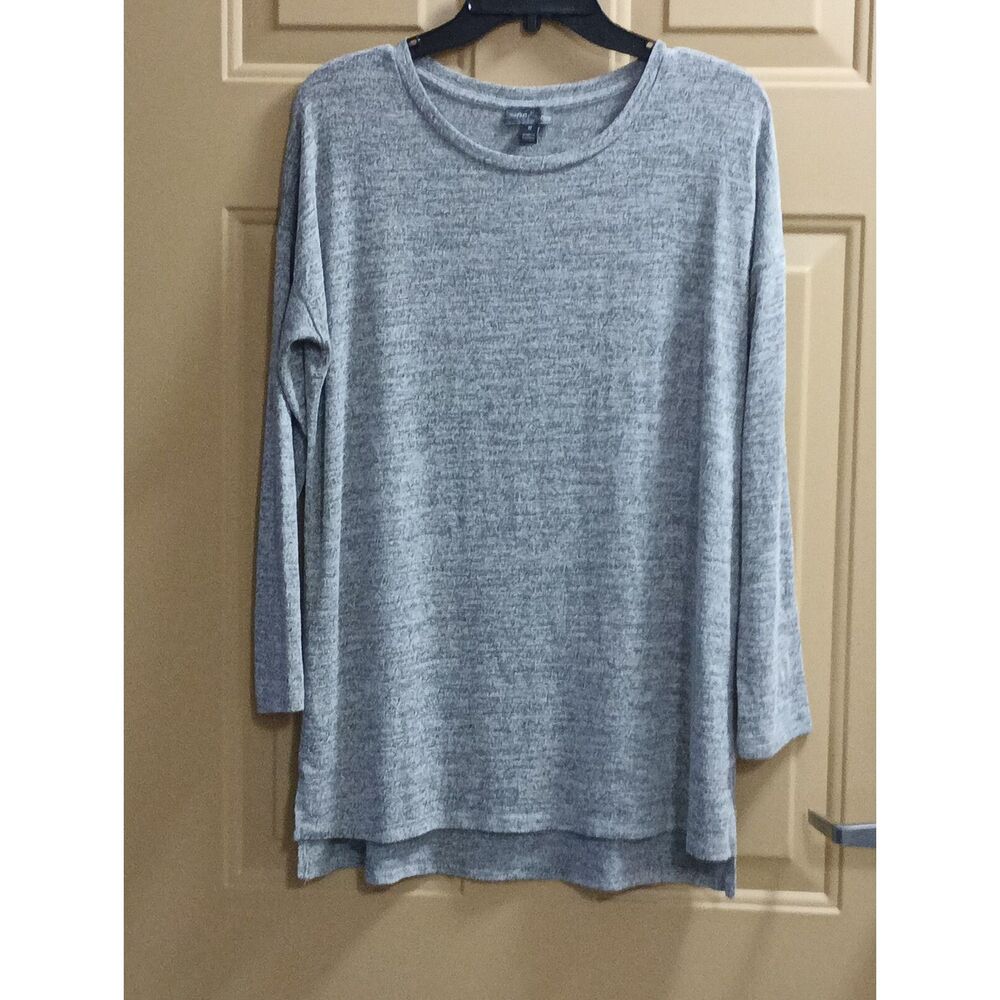 Market & Spruce Stitch Fix Gray Marl High Low Side Slit Tunic Top Sweater Medium